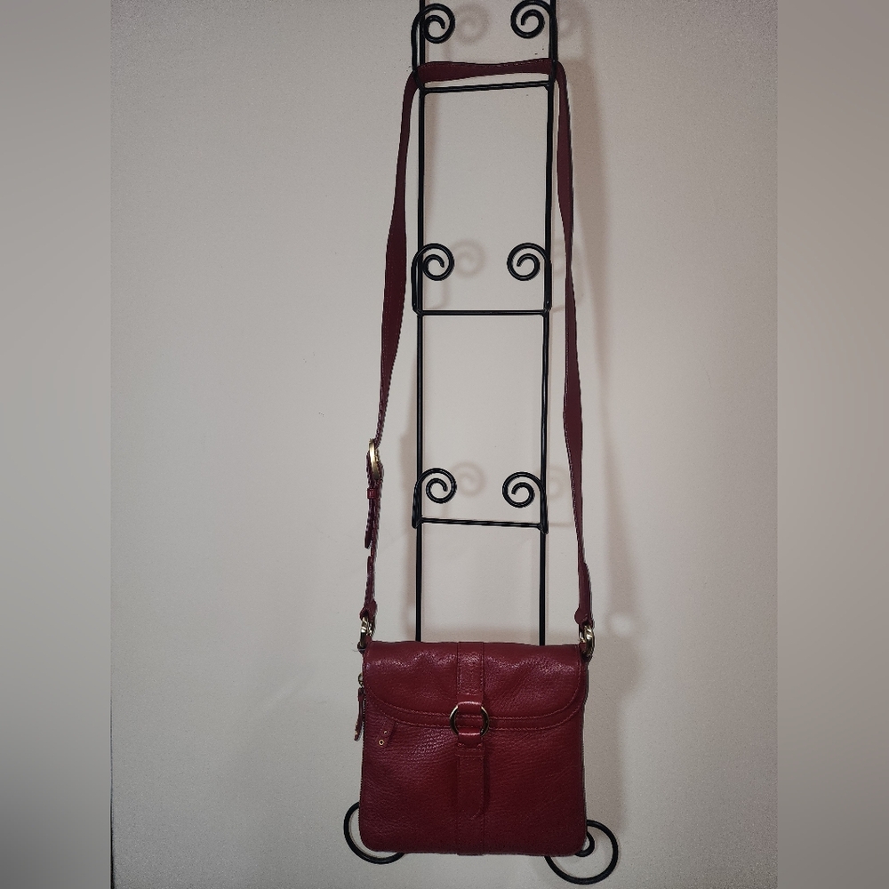 Cole Haan Red Leather Gold Hardware Crossbody Purse - Picture 3 of 15